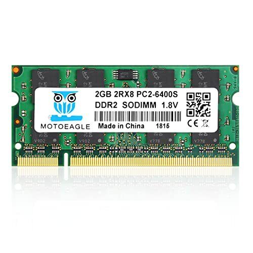 DDR2 800MHz SODIMM 2GB PC2 6400S Ram, 2Rx8 PC2 6400S Non-ECC CL6 200-Pin (p5t)