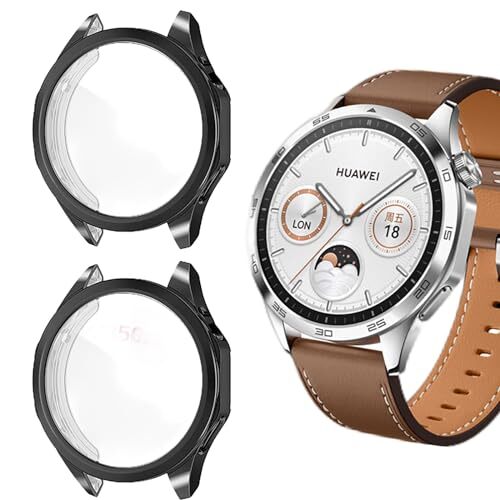 GIOPUEY [2 Pezzi Cover per Huawei Watch GT 4 46mm, Soft TPU, Shock (p5k)