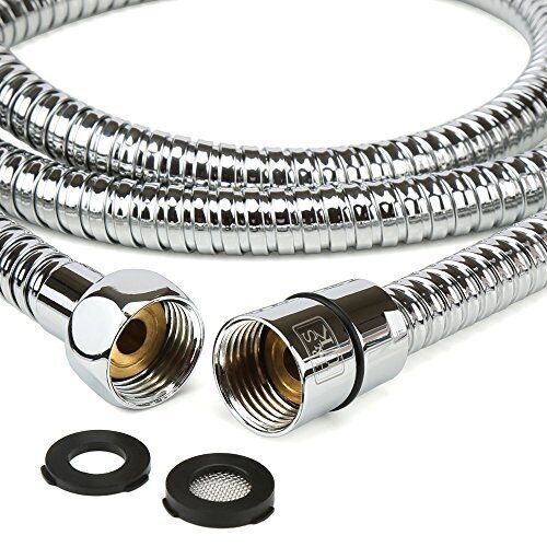 H&S Tubo Doccia in Acciaio Flessibile Inox con 2 Rondelle - 1,75 m (T4X)