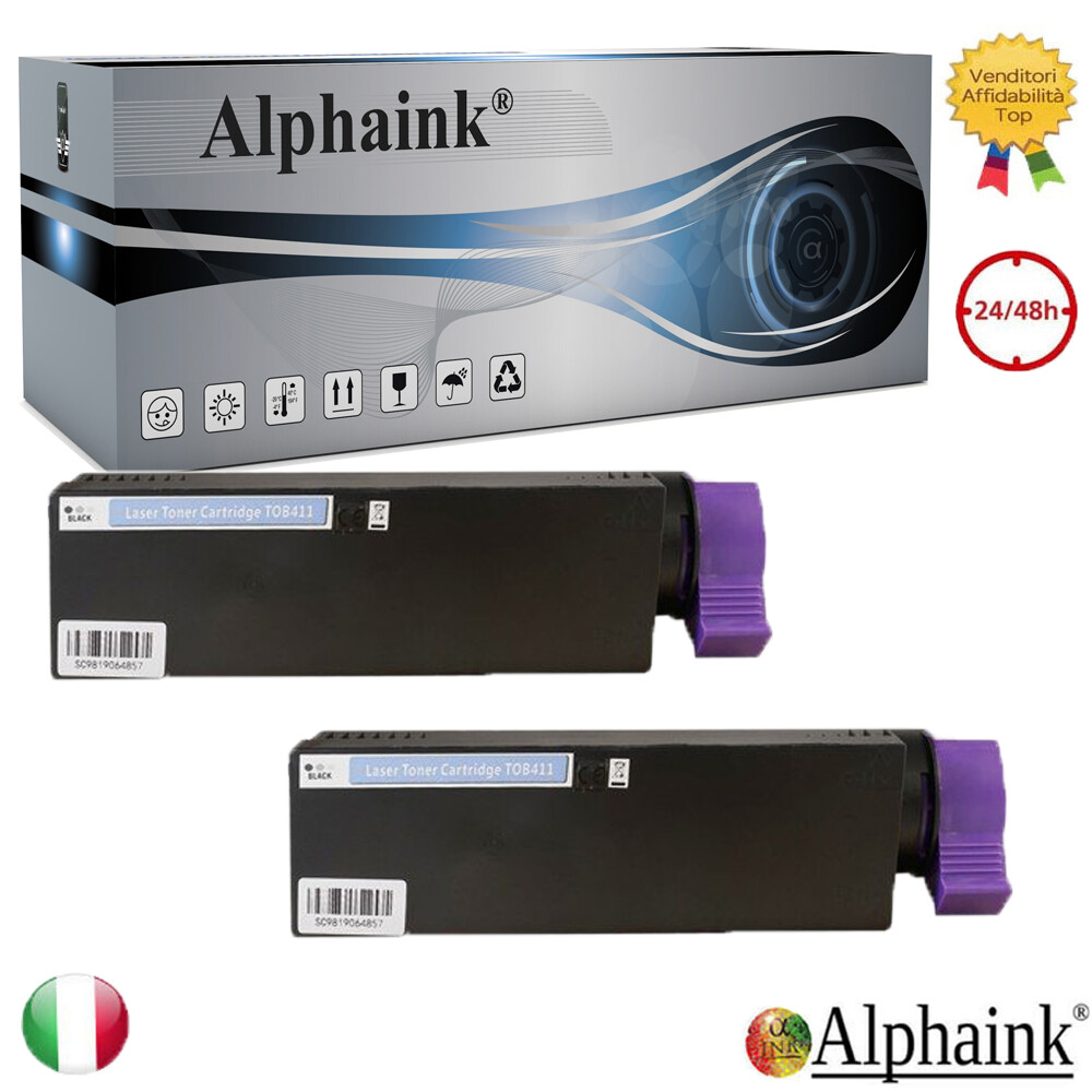 2 Toner B411 nero compatibile OKI B411DN, 411D, 431DN, 431D, MB461DN, MB471DN