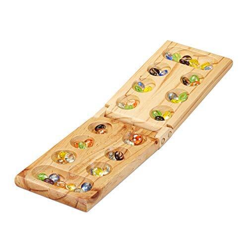 Relaxdays Mancala Kalah, Gioco da Tavolo Kalaha, 48 Pietre Colorate, 2 (y6B)