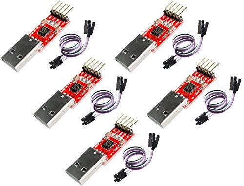 TECNOIOT 5pcs Cp2102 USB 2.0 to UART TTL 5pin Module Serial Converter + (Z1D)