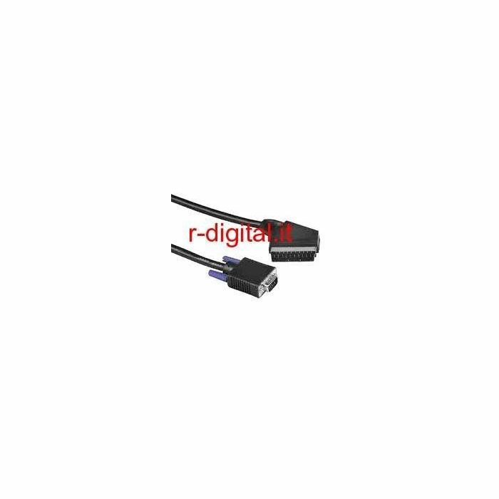CAVO SCART a VGA maschio 15 poli M/M 1,8Mt PROLUNGA CONVERTITORE ADATTATORE