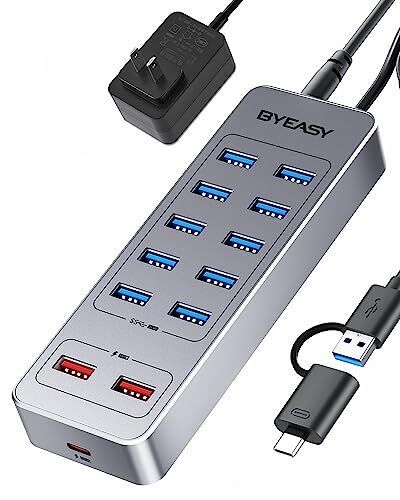BYEASY Hub USB Powered, 13 porte USB 3.0 Data Hub con 10 porte USB 3.0, 2 (h3L)