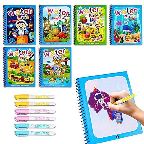 Libro Magico da Colorare 6 Pezzi Libri Ad Acqua da Colorare Bambini Album (G1i)
