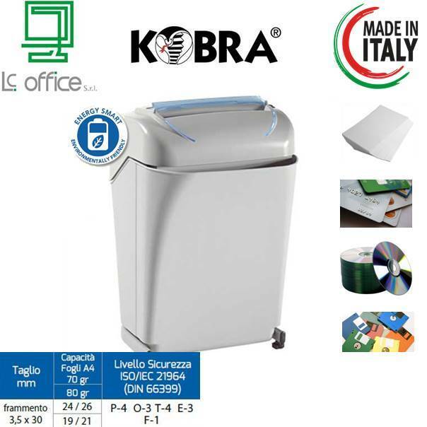 KOBRA 240 TURBO C4 Distruggi Documenti a Frammenti Alta Velocità di Distruzione
