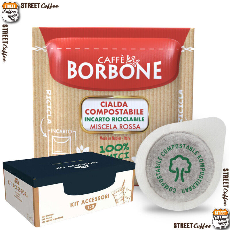 150 Cialde Caffè Borbone Miscela Rossa Red Rosso Filtrocarta 44 + Kit accessori