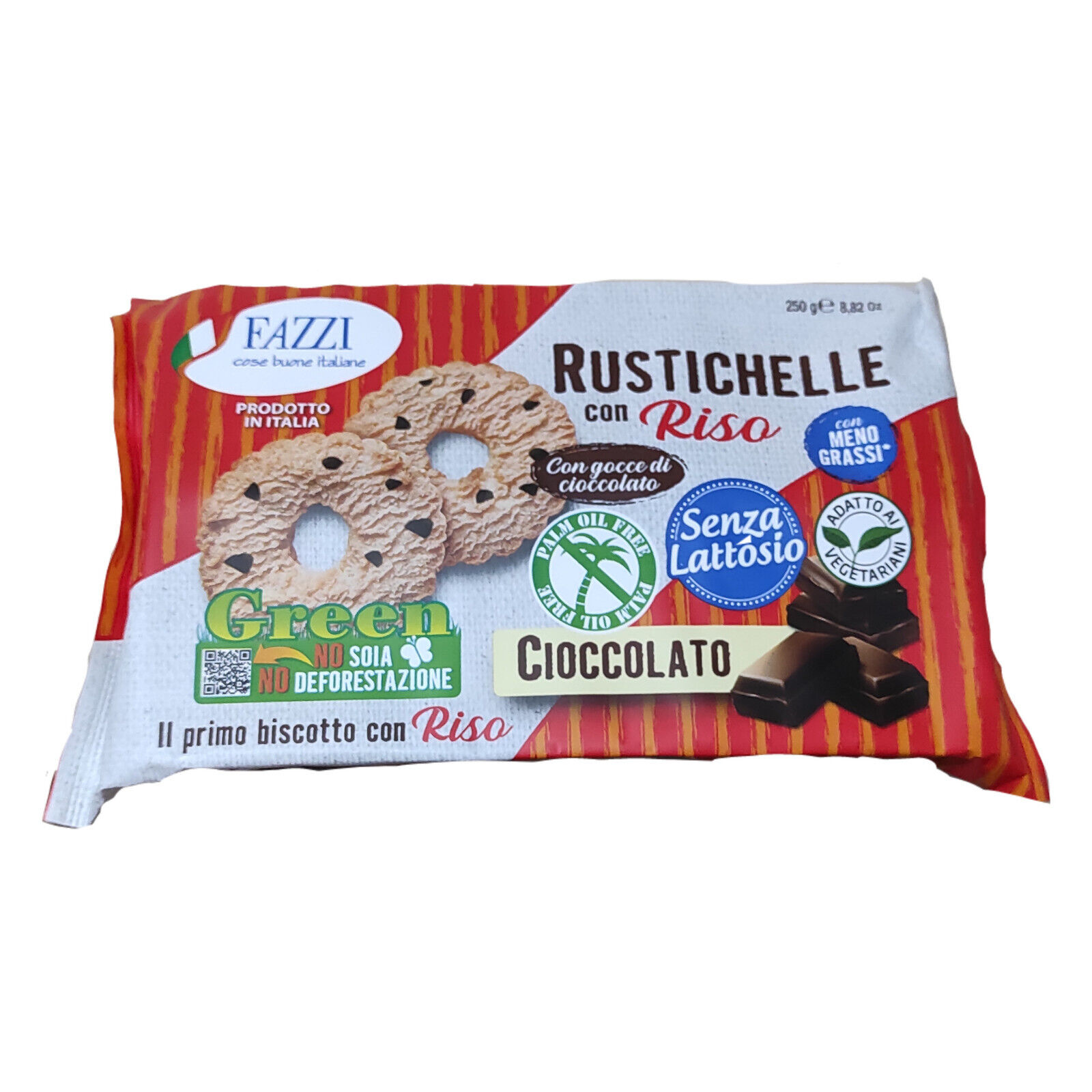 12 x Fazzi biscotti Rustichelle Gocce di Cioccolato con RISO senza lattosio