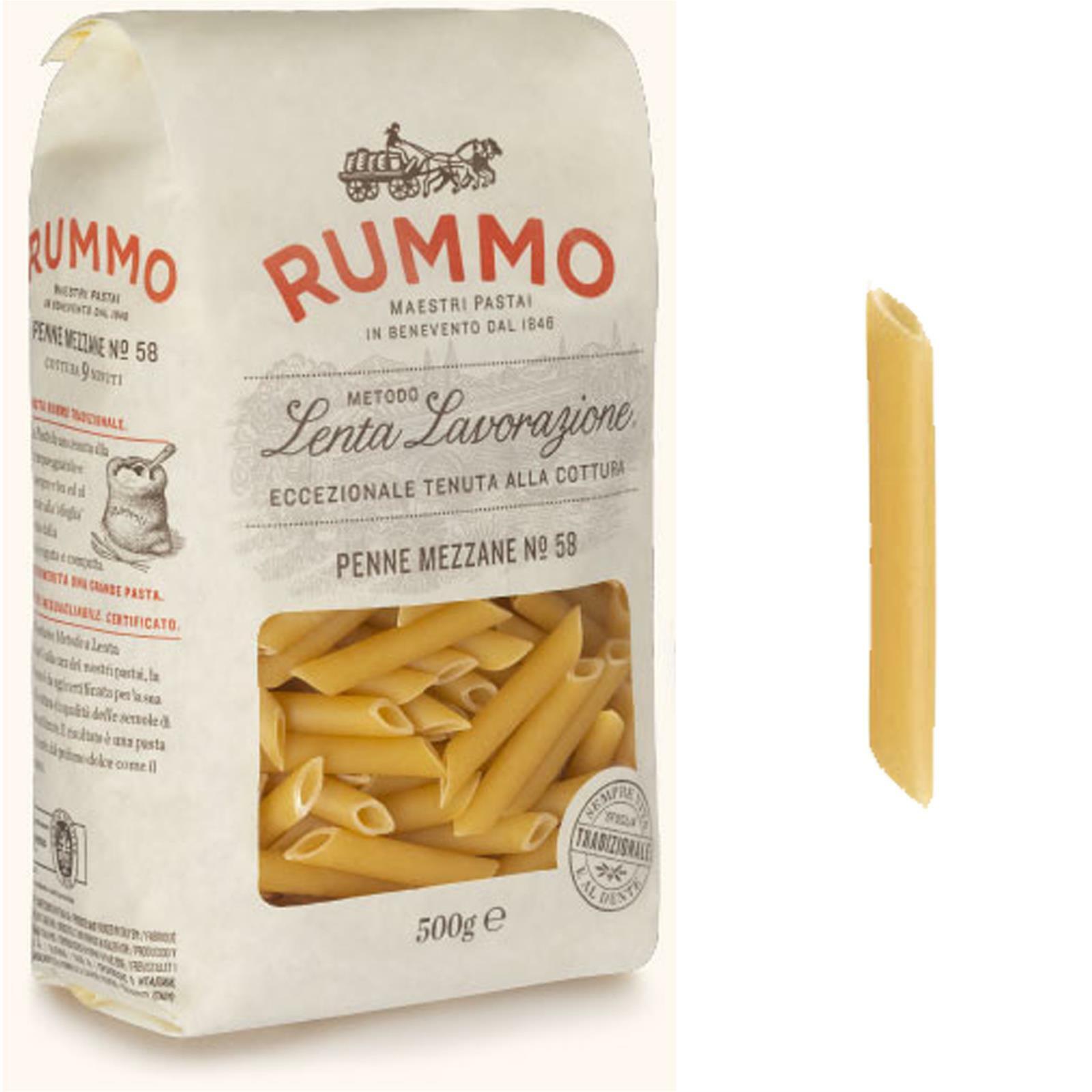 PASTA RUMMO 500 GR PENNE MEZZANE N° 58 PASTIFICIO RUMMO LENTA LAVORAZIONE CORTA