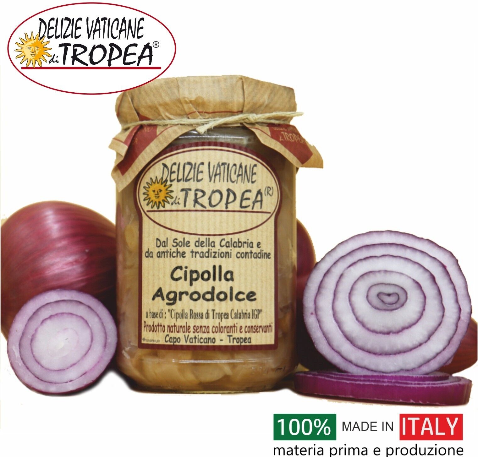 Cipolla di Tropea  in Agrodolce 280g - Cipolle Rossa di Tropea Calabria IGP