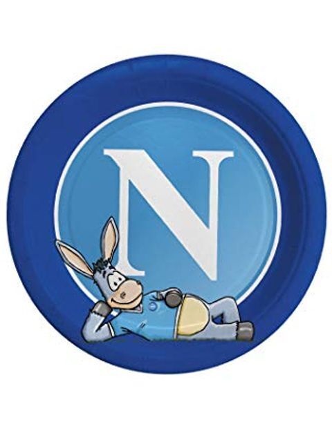 PIATTO GRANDE SCUDETTO NAPOLI CON ASINO 24 CM 8 PZ