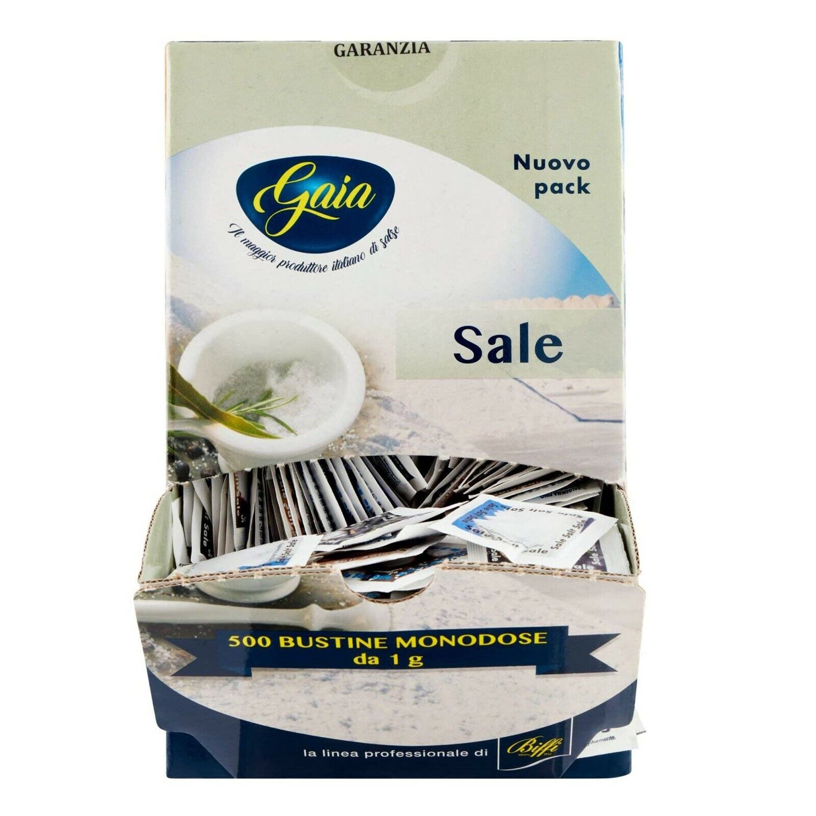 BOX 500 bustine monodose GAIA SALE IODATO alimenti ristorante pizzeria da 1 g