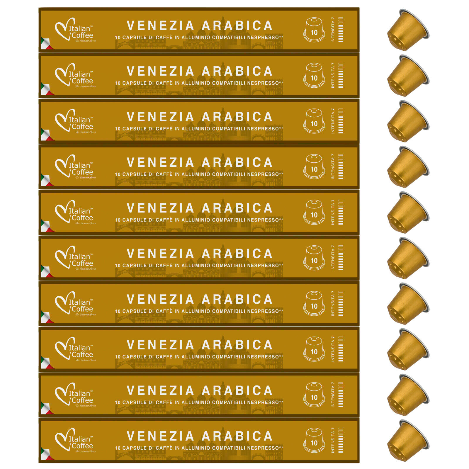 100 Capsule alluminio Caffè Italian Coffee Venezia Arabica Compatibili Nespresso