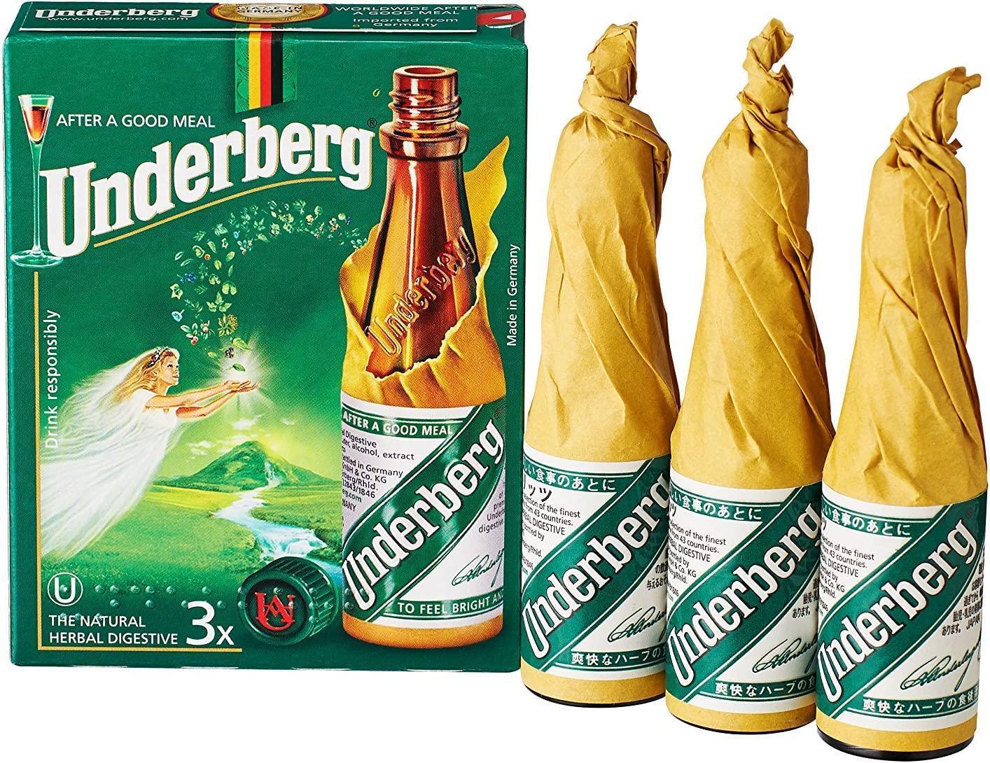 UNDERBERG AMARO 3 BOTTIGLIETTE MIGNON DA 2 CL DIGESTIVO DI ERBE AROMATICO