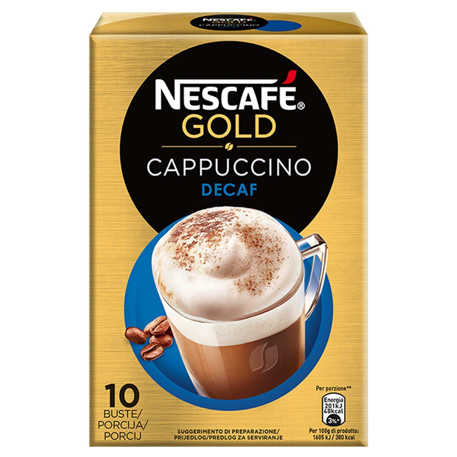 CAFFE' CAPPUCCINO DECAFFEINATO NESCAFE' GOLD 140 GR 10 BUSTINE MONODOSE LATTE