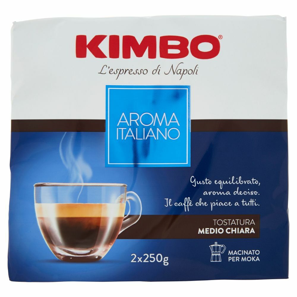 Caffe' Kimbo Aroma Italiano Macinato Per Moka Confezione Da 2x250 Grammi