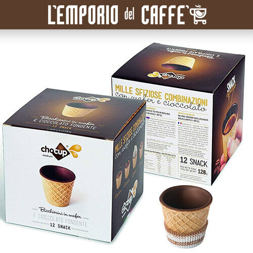 12 Chocup Medi Foodrink Bicchieri Wafer con Cioccolato da 60cc per Caffè e Altro