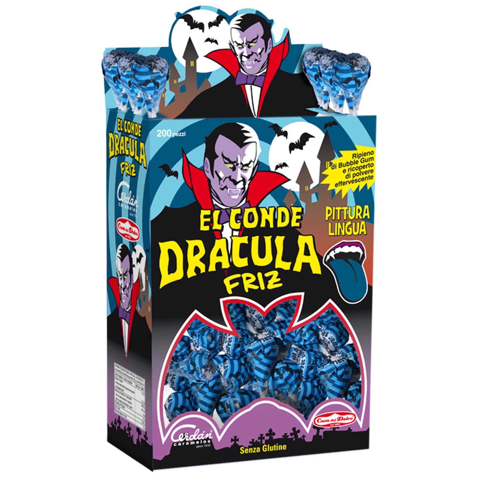 50 LECCA LECCA EL CONDE DRACULA FRIZ PITTURA LINGUA BLU CHUPA CHUPS SFUSI