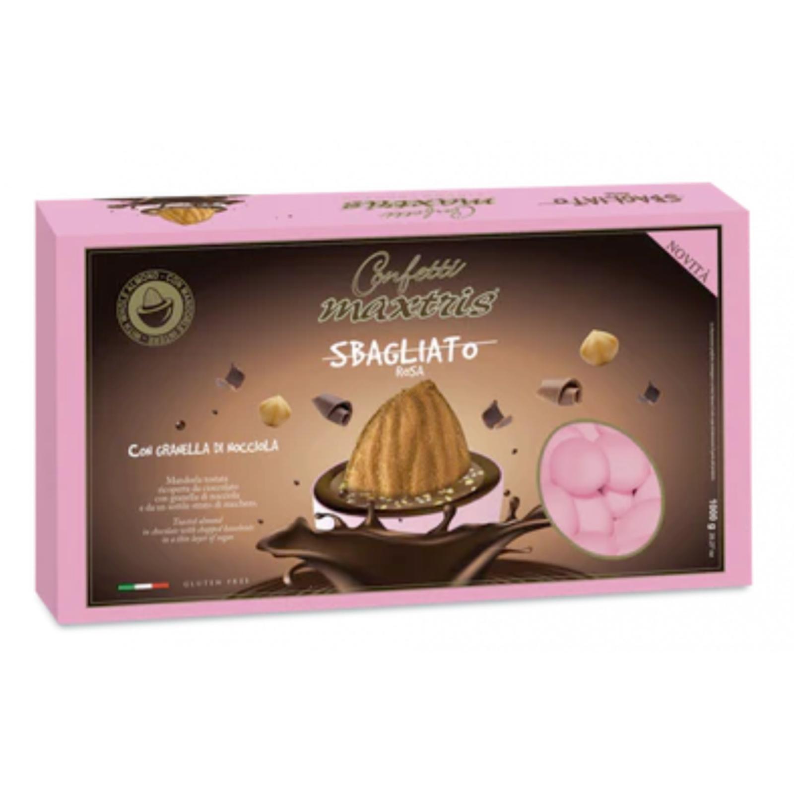 Confetti Maxtris Sbagliato Mandorla Tostata Ricoperto Colore Rosa Scatola 1 kg
