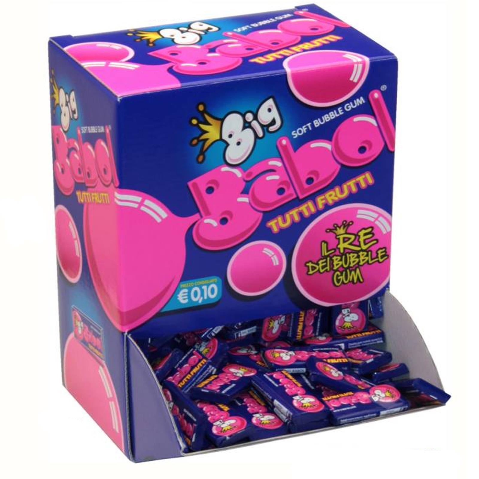 50 GOMME DA MASTICARE BIG BABOL BOX ESPOSITORE FRAGOLA CHEWING GUM BUBBLE GUM