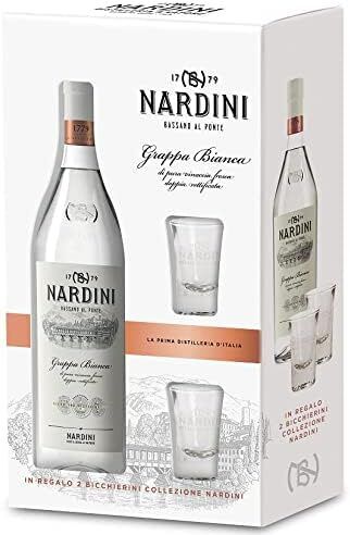 NARDINI ACQUAVITE GRAPPA 70 CL CON DUE BICCHIERI IN CONFEZIONE REGALO