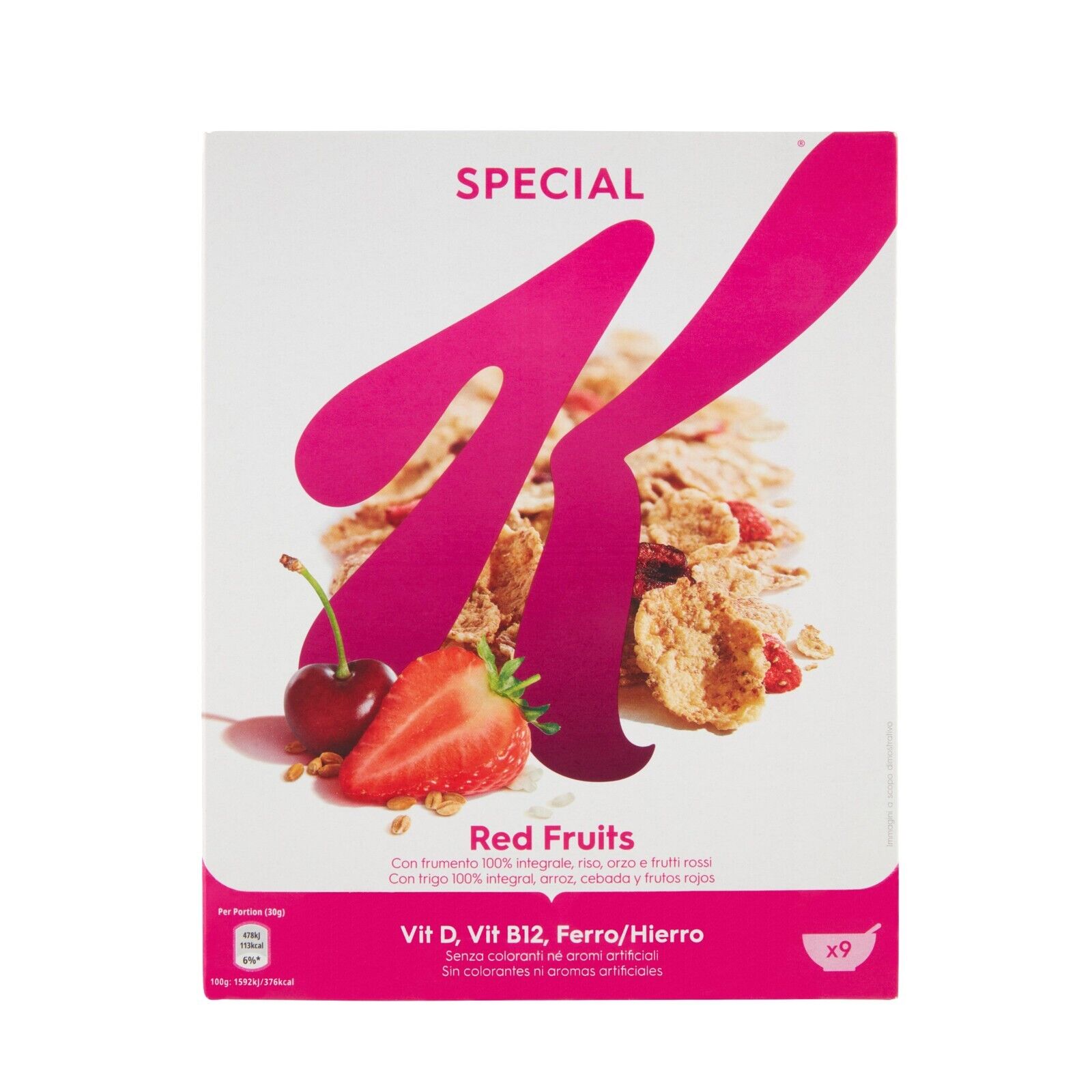 KELLOGG'S CEREALI SPECIAL K FRUTTI ROSSI INTEGRALI LATTE COLAZIONE VEGAN 290gr