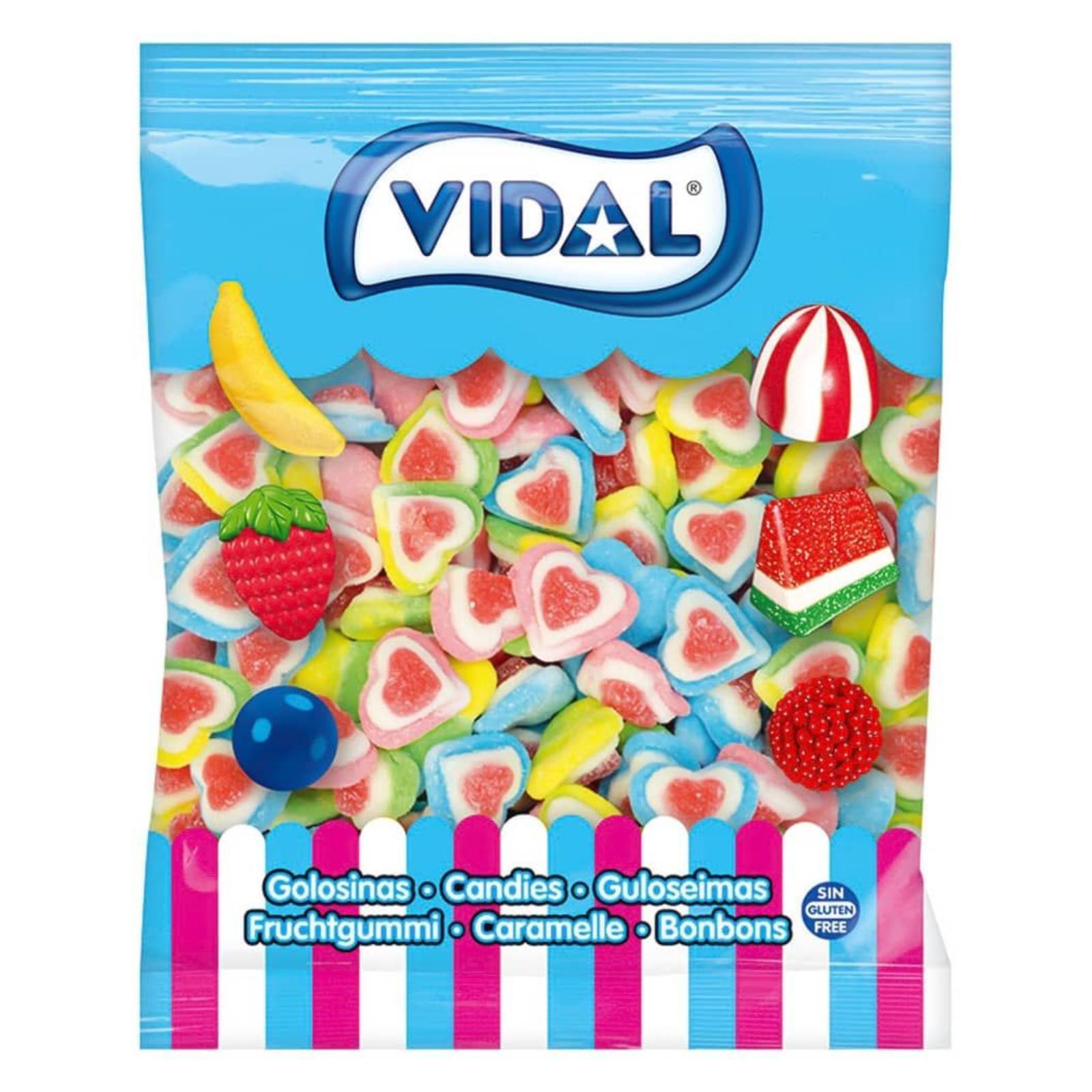 Caramelle Gommose Cuori Zuccherati 3 Strati  Vidal Busta da 250 Pezzi 1,5 kg
