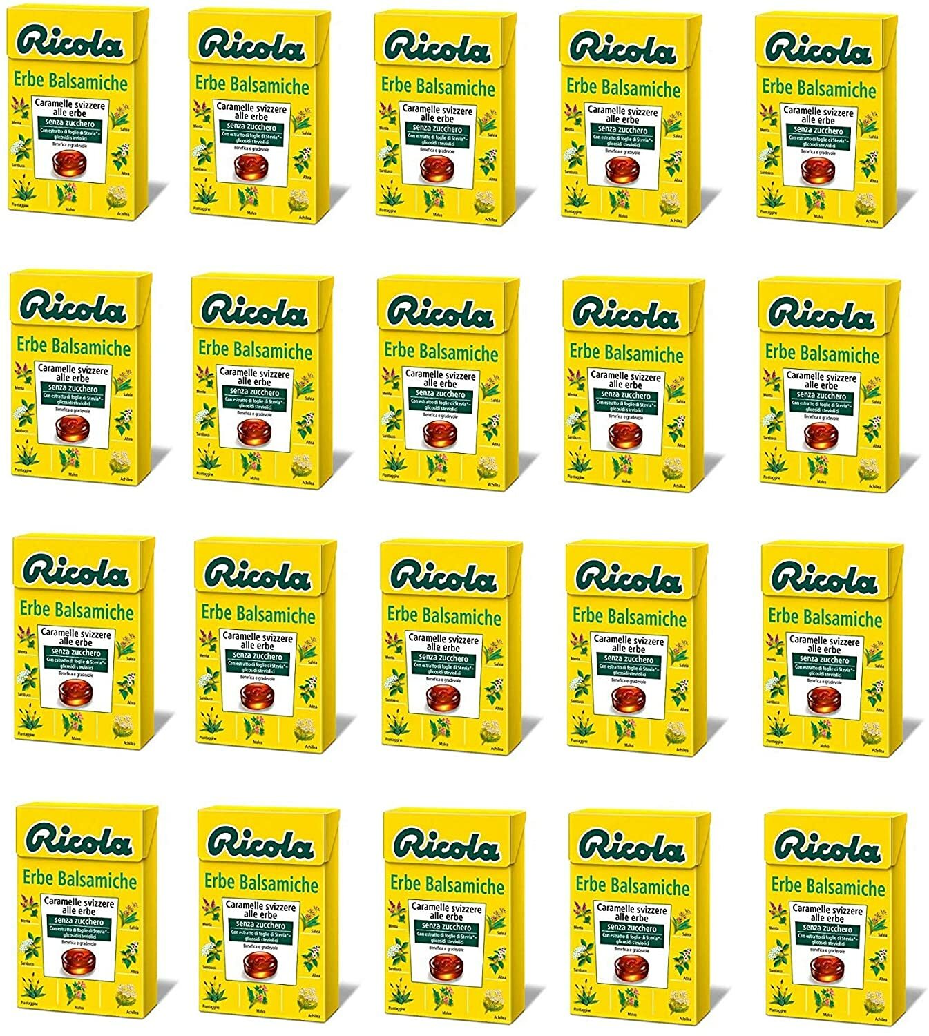 Caramelle RICOLA ERBE BALSAMICHE Confezione da 20 Astucci Ricola senza zucchero