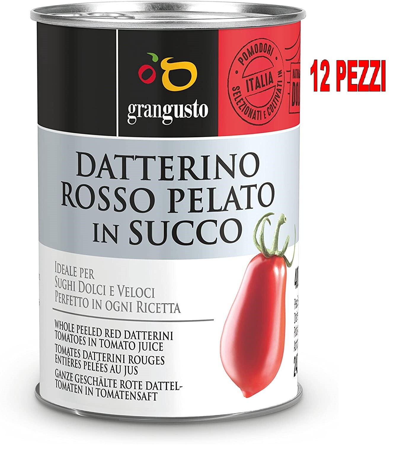 DATTERINO ROSSO PELATO IN SUCCO "GRANGUSTO" 400 GR. CONFEZIONE DA 12