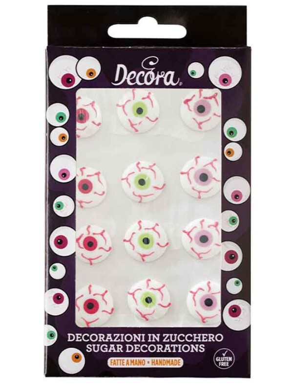 DECORAZIONI IN ZUCCHERO  OCCHIETTI SPAVENTOSI 12 PZ