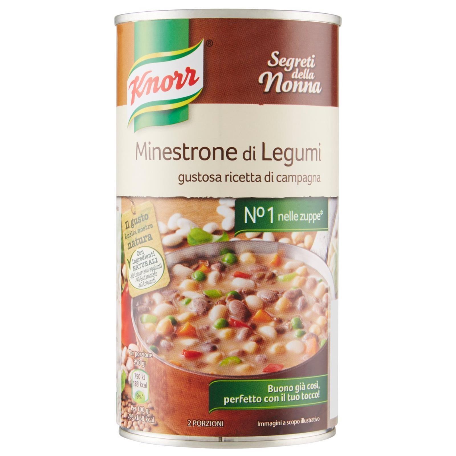 MINESTRONE DI LEGUMI KNORR 500 GR BARATTOLO LATTINA PISELLI FAGIOLI CECI VERDURE