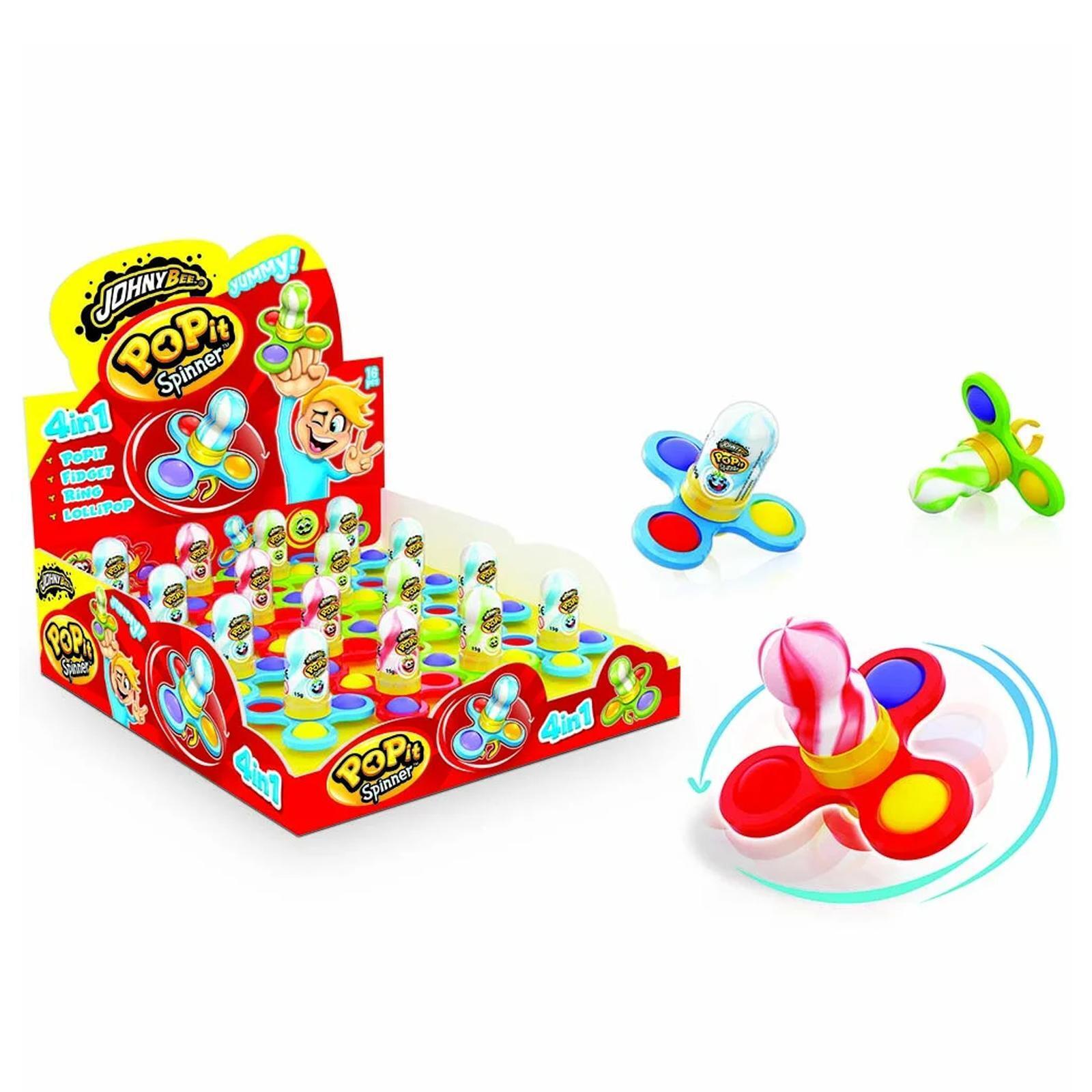 Pop It Spinner JohnyBee Lecca Lecca anello dito e Spinner Popit Box 16x15 g