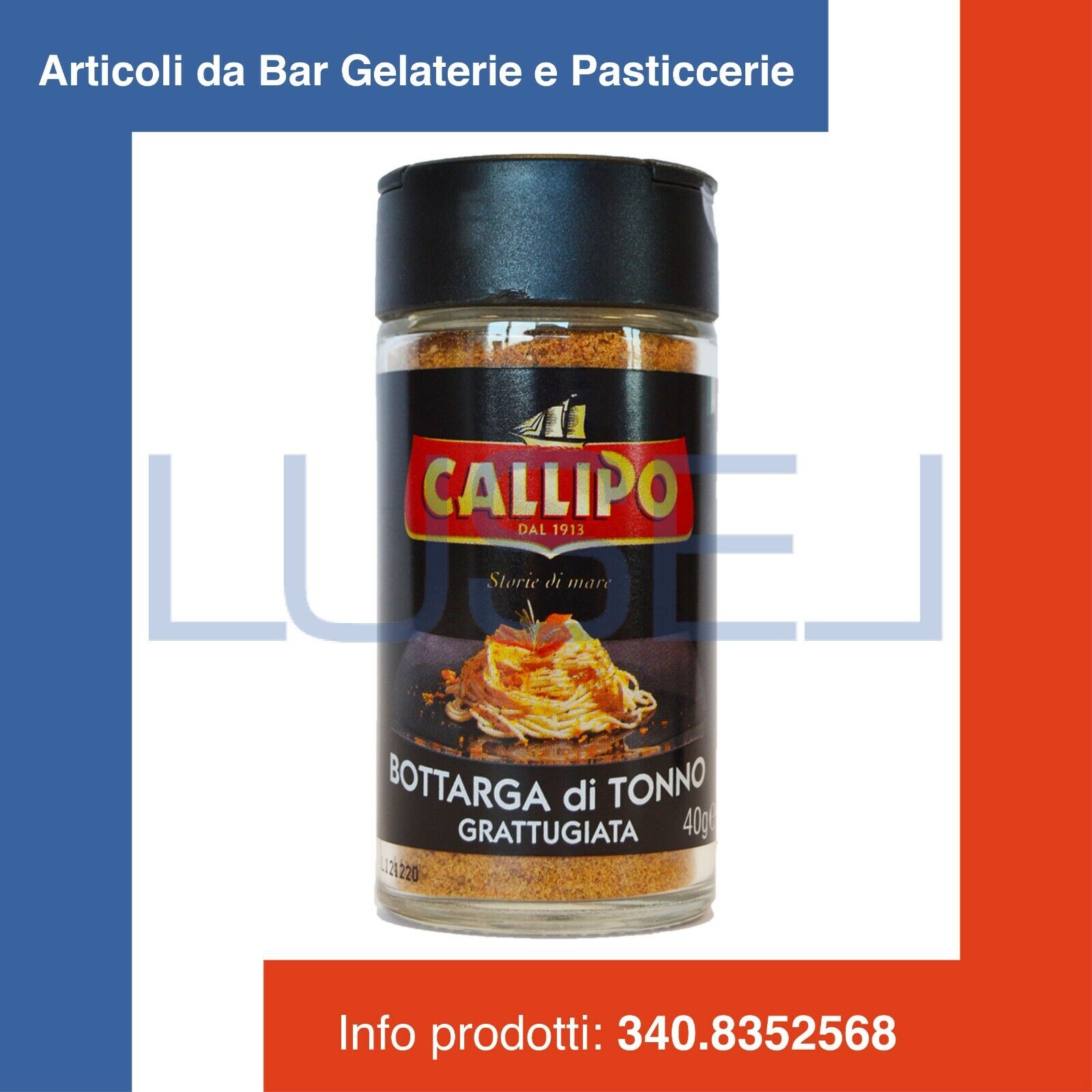 GR 40 BOTTARGA DI TONNO GRATTUGIATA IN VASETTO VETRO UOVA DI TONNO TUNA