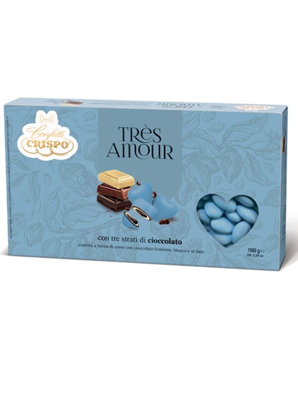 CONFETTI TRES AMOUR TRIPLO CIOCCOLATO CELESTE CARTA DA ZUCCHERO 1 KG