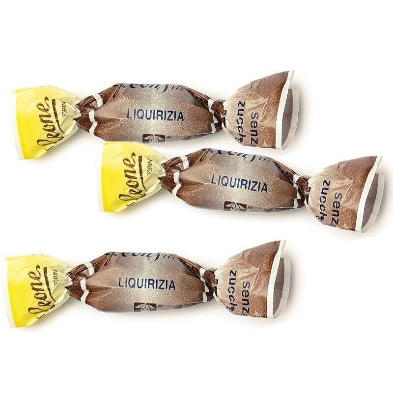 Caramelle LEONE Leonsnella  gusto - LIQUIRIZIA -  SENZA ZUCCHERO  Gr. 100