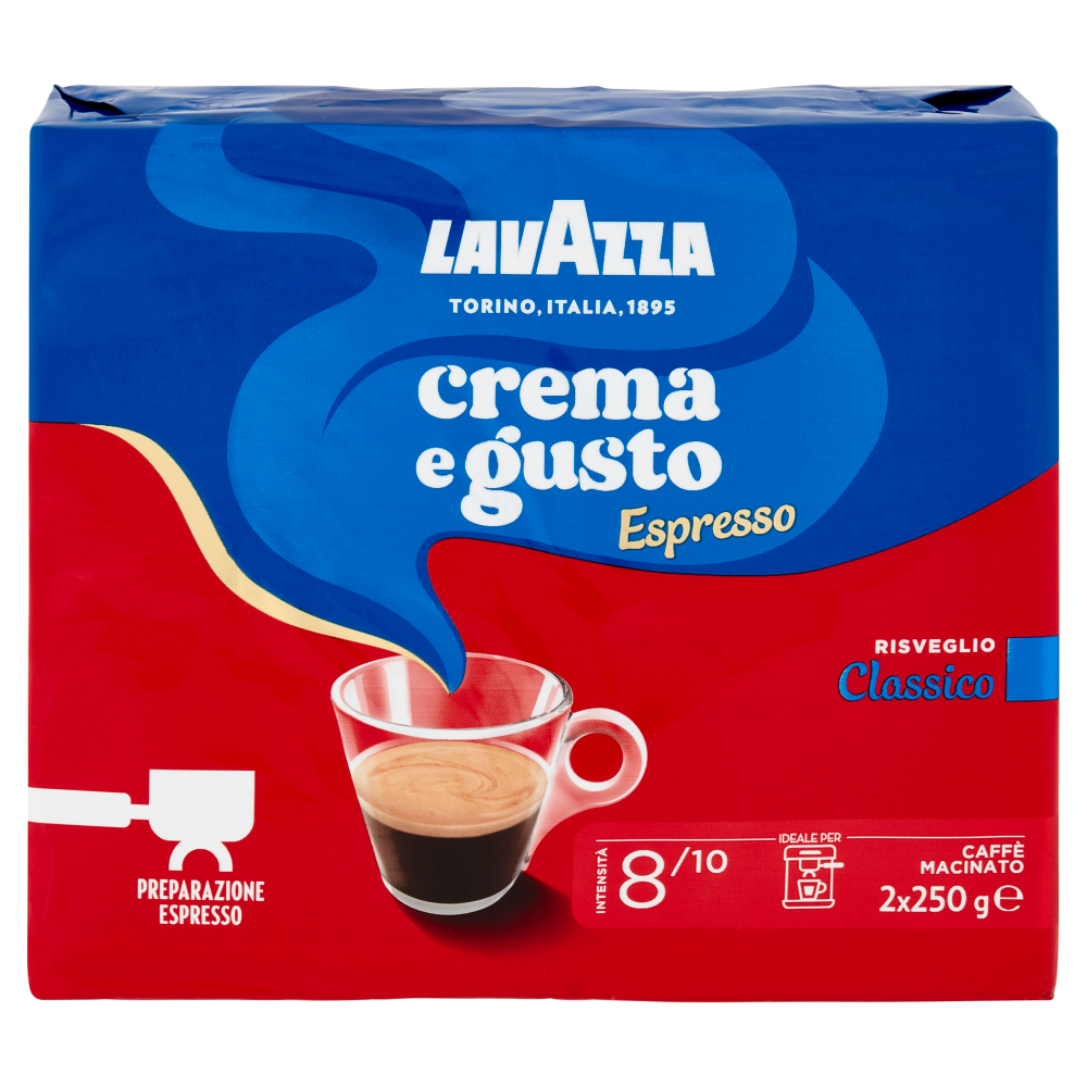 CAFFE LAVAZZA CREMA E GUSTO CAFFé MACINATO CAFFè ESPRESSO PER MACCHINA 250gr x 2