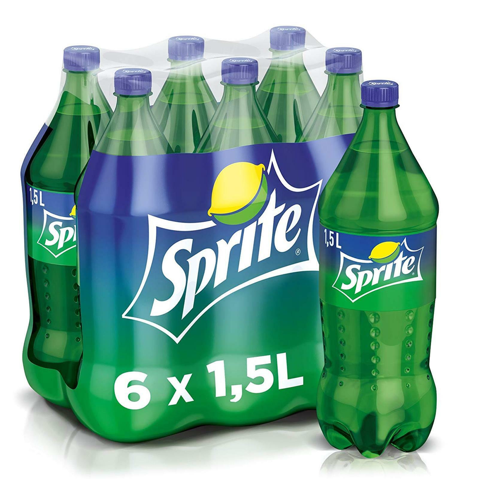 6 BOTTIGLIE SPRITE PET 1,5 LITRI BIBITA FRIZZANTE GASSOSA LIMONE LIME BEVANDA