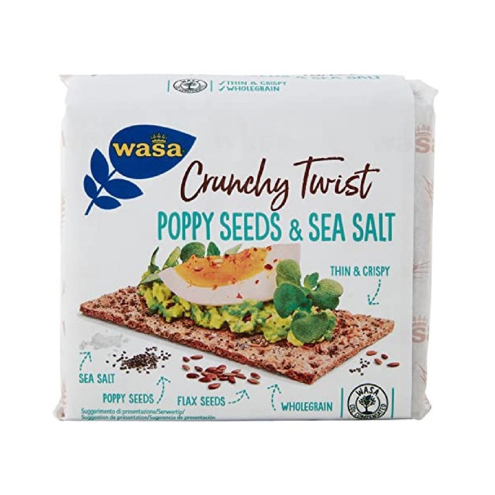 Crackers Wasa Cracker Crunchy Twist Poppy Seeds & Sea Salt Busta da 245 g