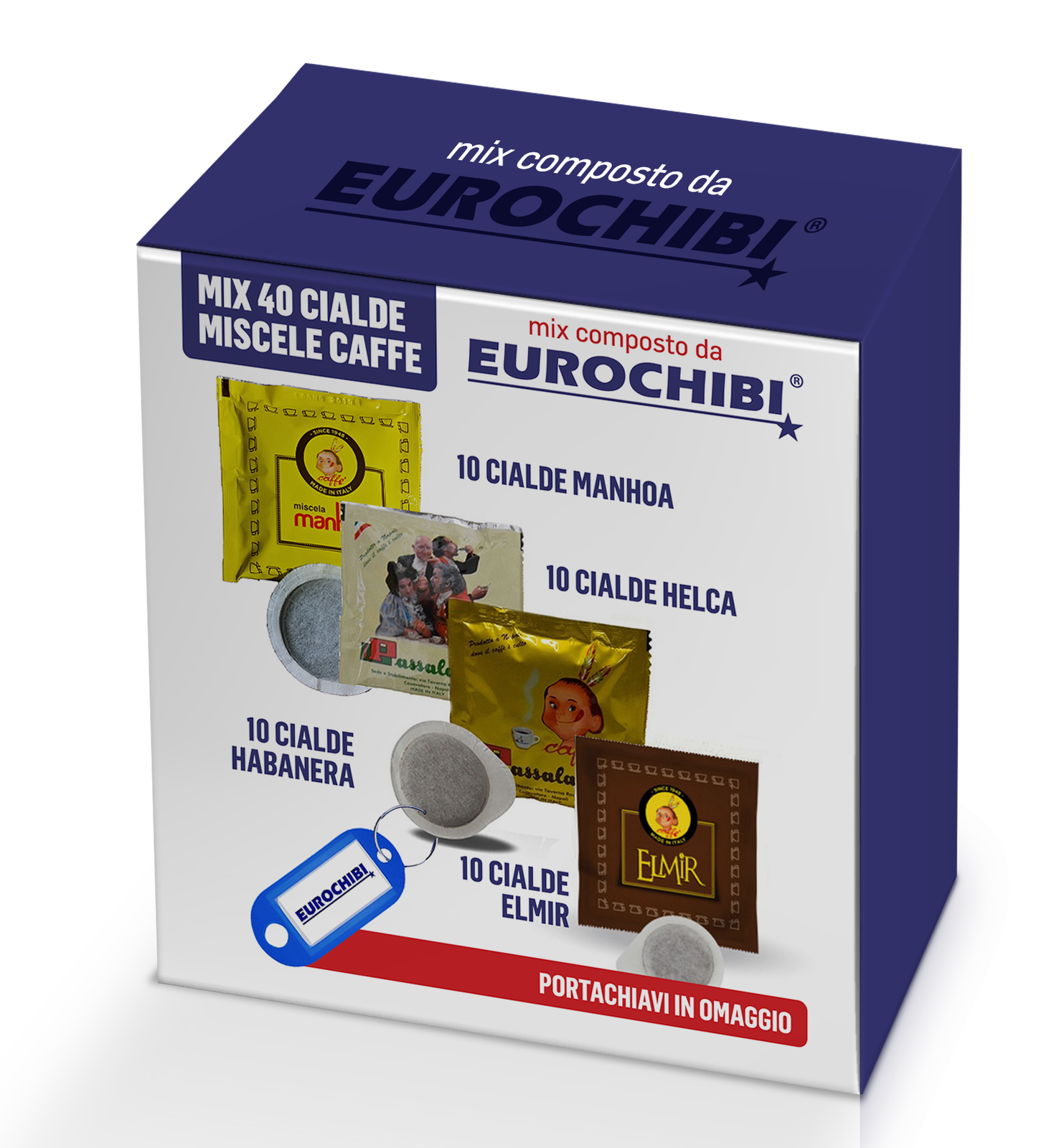 MIX 40 CIALDE CAFFÈ PASSALACQUA - 10 MANHOA - 10 HELCA - 10 HABANERA - 10 ELMIR