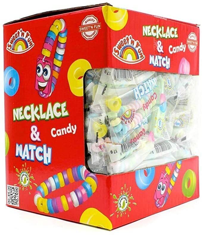 Caramelle alla frutta collane e orologi Incartati 100pz