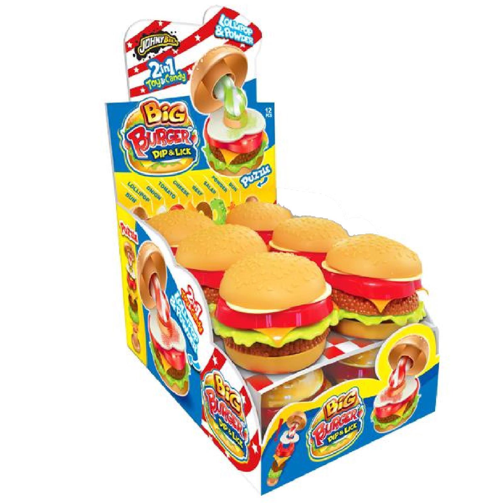 Popping & Lollipop Johnybee Big Burger Lecca Lecca + Caramelle In Polvere 36 Pz