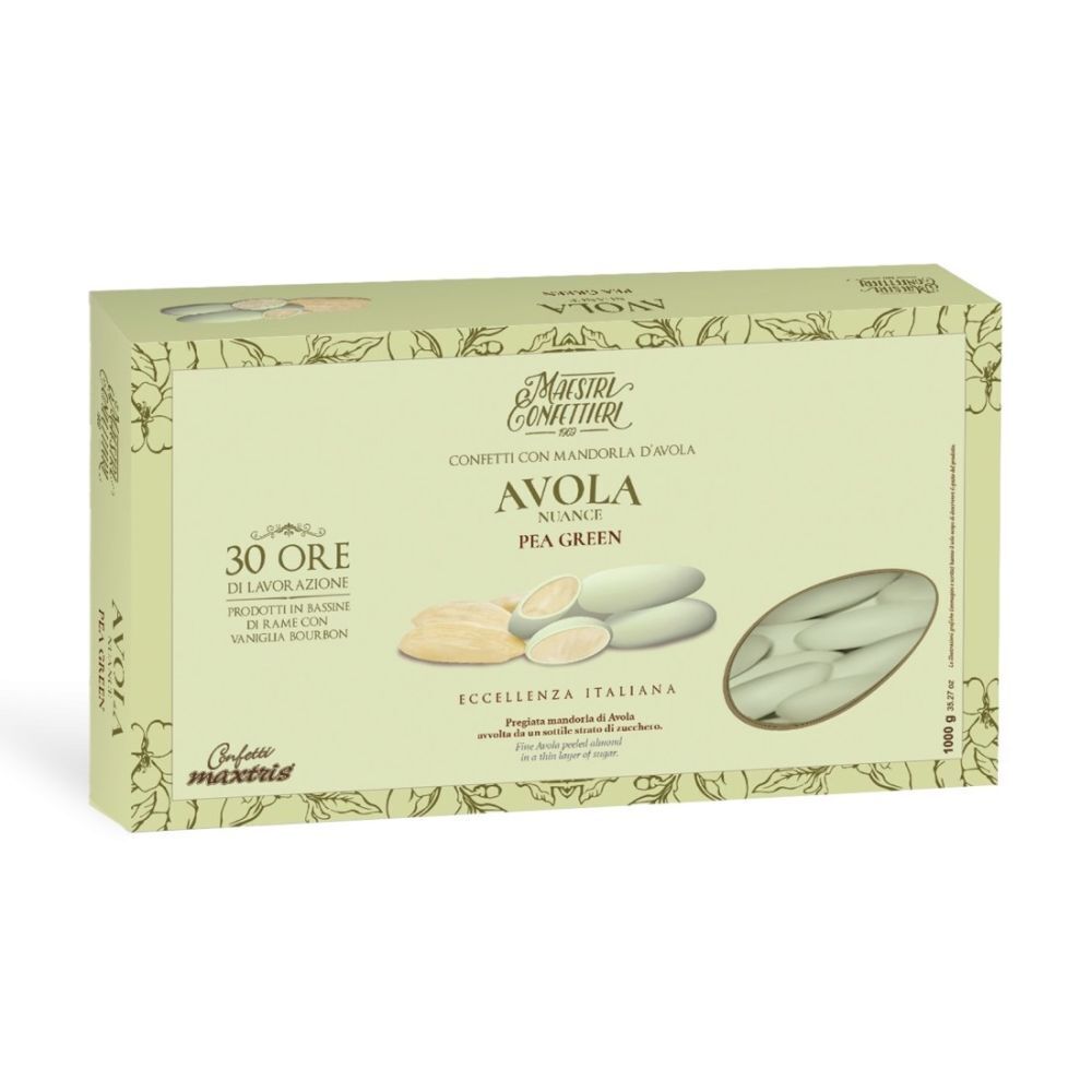 Confetti MAXTRIS Mandorla AVOLA NUANCE PEA GREEN colore VERDE CHIARO 1KG 19AD