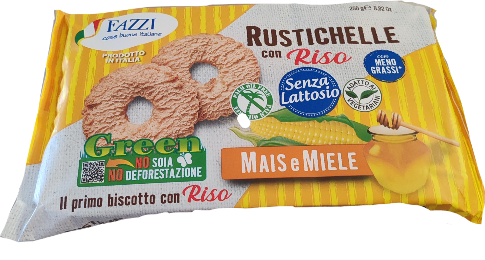12 x Fazzi biscotti Rustichelle Mais e Miele con RISO senza  lattosio