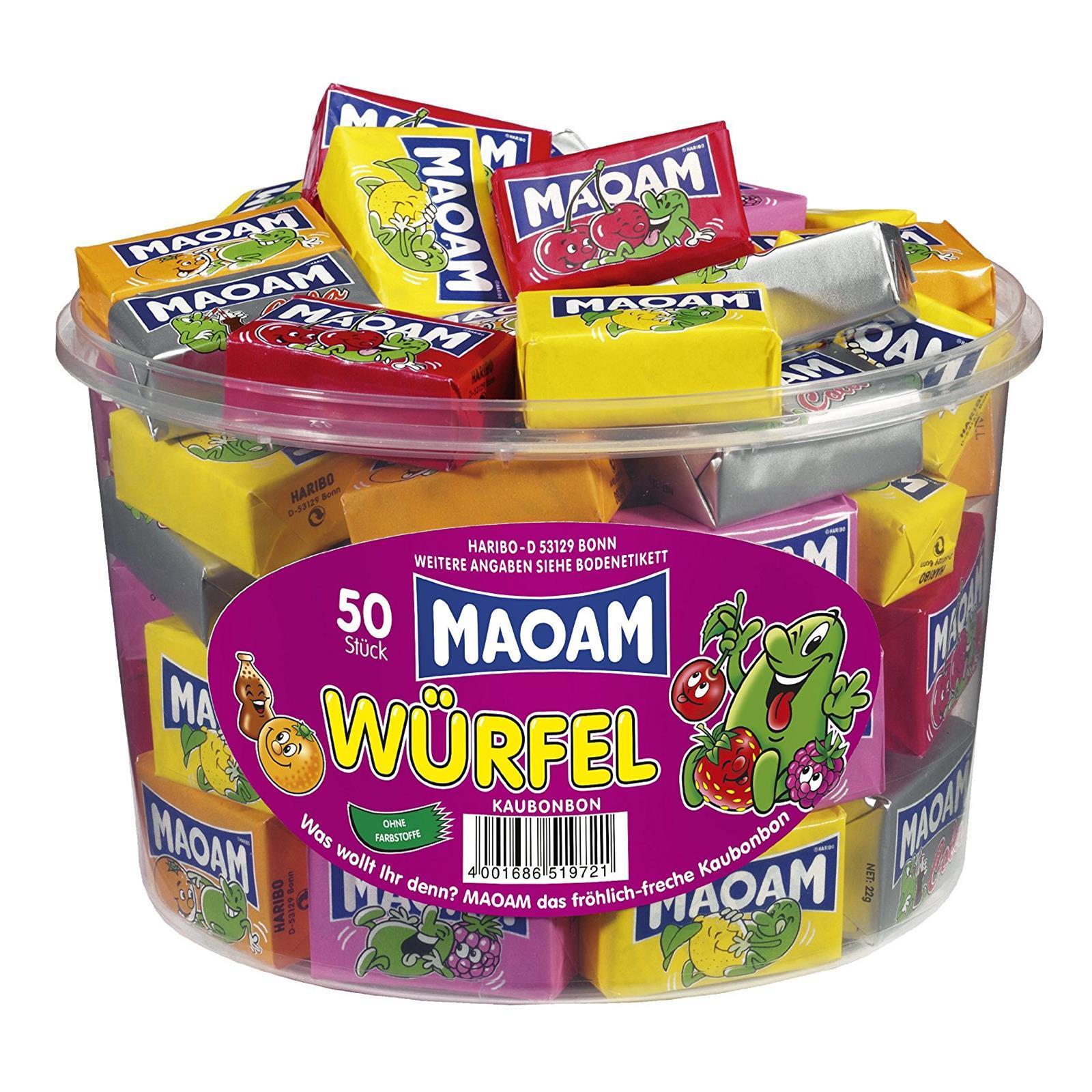 CARAMELLA HARIBO GOMMOSA MAOAM CONFEZIONE 50 PEZZI FRUTTA VARI GUSTI WURFEL