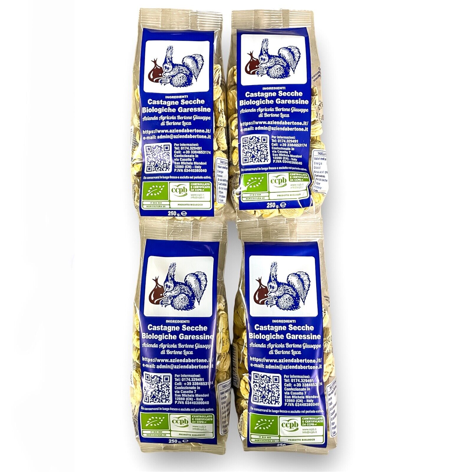 Castagne Secche Biologiche Garessine 1Kg (CN) Promo di n°4 Pacchetti da 250g.