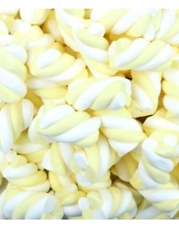 CONFEZIONE MARSHMALLOW ESTRUSO TRECCIA BIANCA E GIALLA 1KG