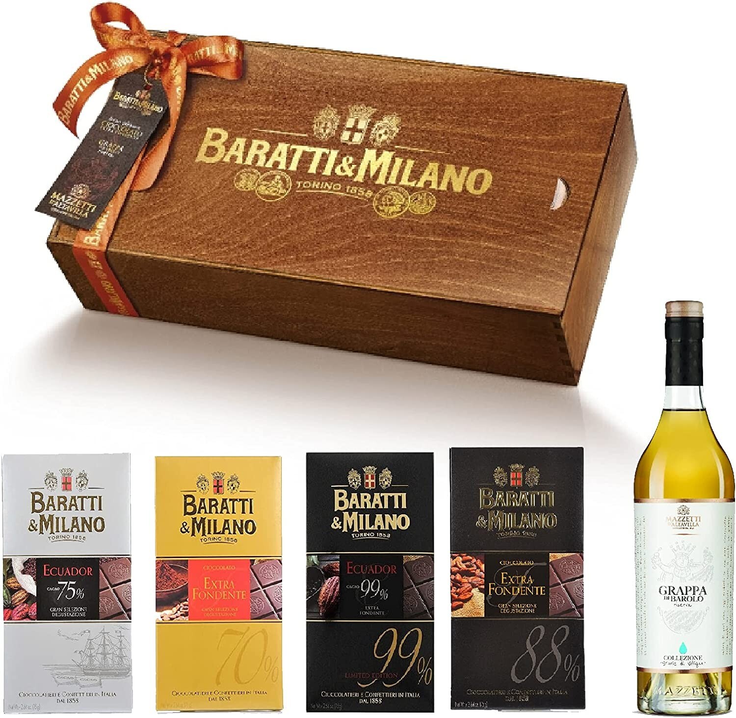 CONFEZIONE SCRIGNO BARATTI & MILANO GRAN SELEZIONE GRAPPA BAROLO MAZZETTI 300g
