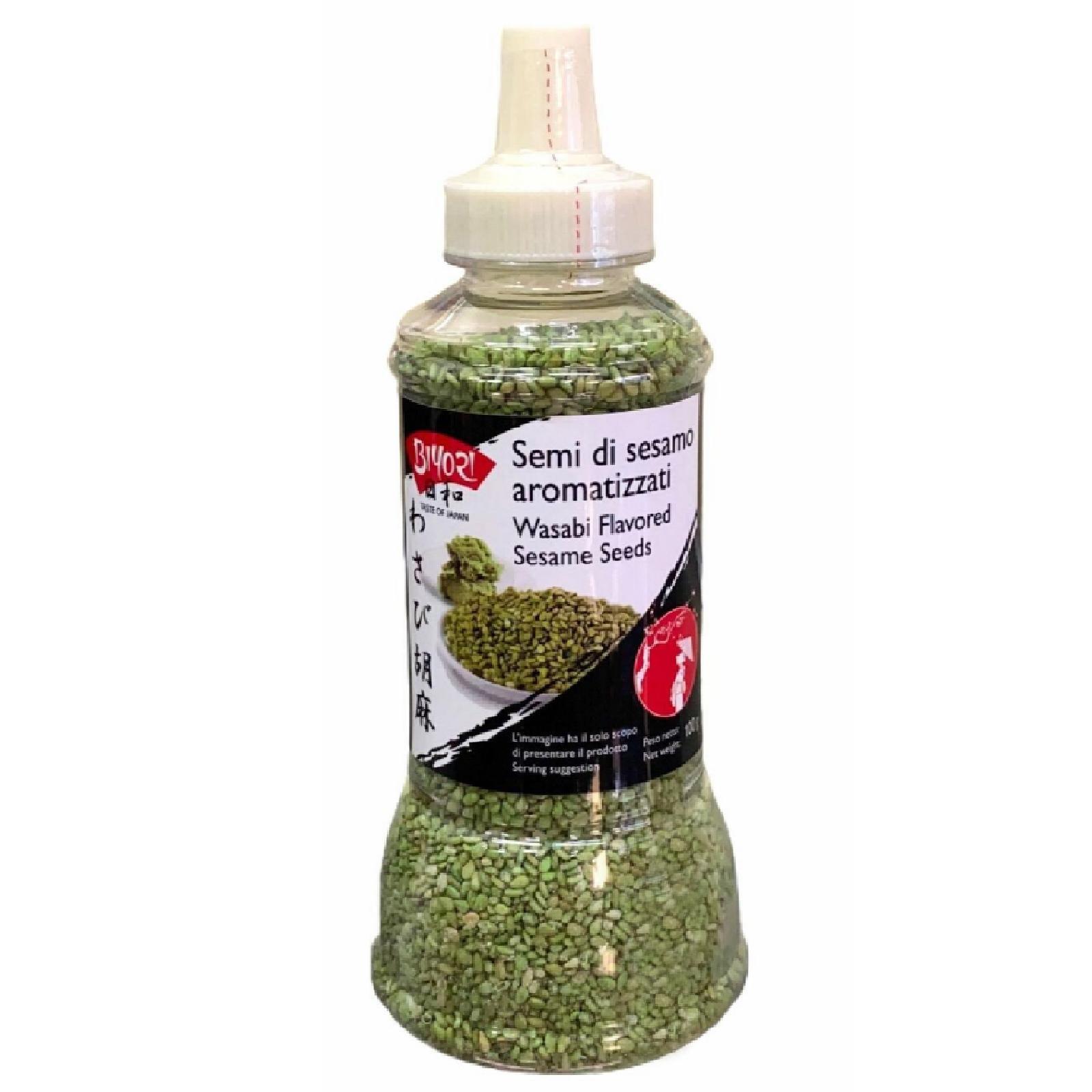 Semi di Sesamo Tostati Aromatizzati al Wasabi Biyori Bottiglia con Dosatore 100g