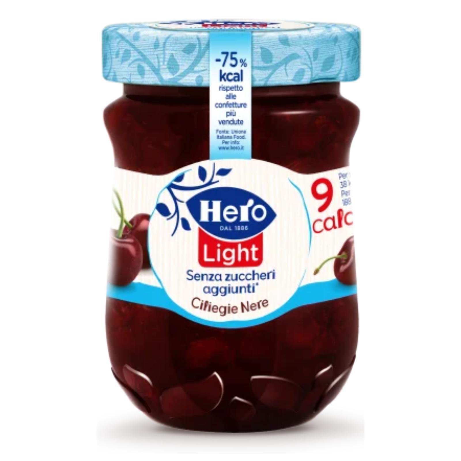 Confettura Hero Light Senza Zuccheri Aggiunti Ciliegie Nere Vasetto Vetro 280 g