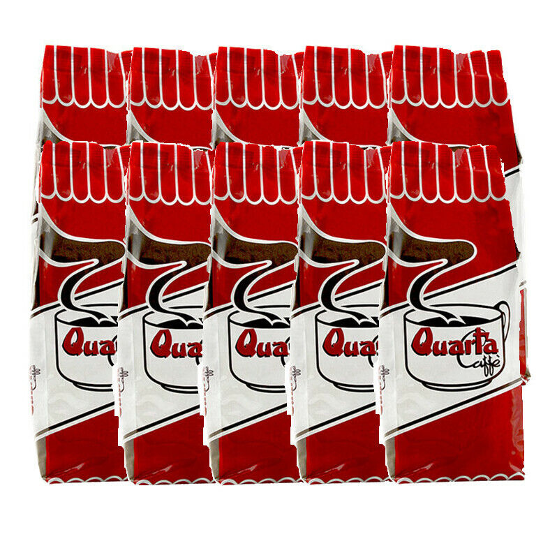 QUARTA CAFFE' ROSSA macinato 500gr. Miscela ARABICA e ROBUSTA 10 confezioni